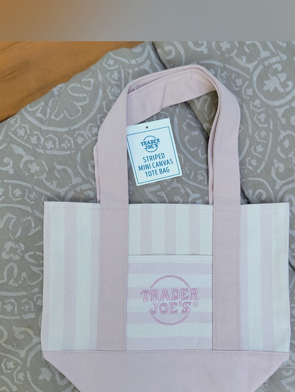 Pink Striped Mini Canvas Tote Bag